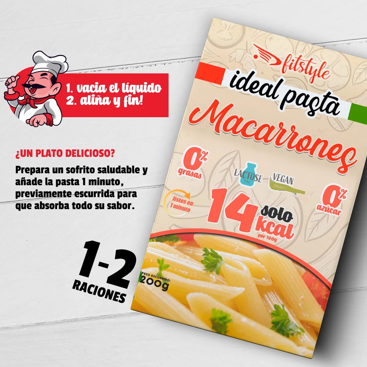FITstyle Pasta Konjac Macarrones 200g | Pasta sin hidratos | Saciante y sin calorías | Ideal para dietas y perder peso | Apto para dietas Keto y Paleo (6, Macarrones)