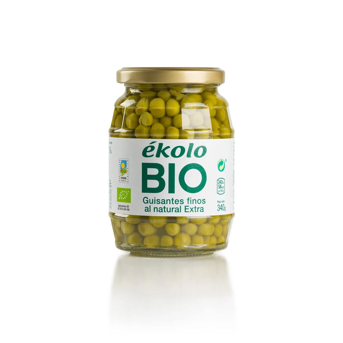 Ekolo Guisantes Naturales Bio, 6 Tarros,340g 2040g