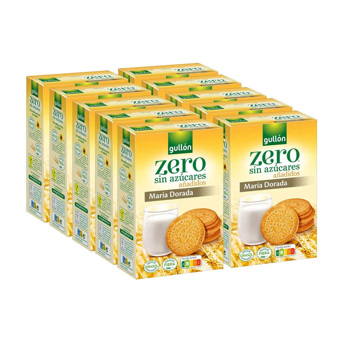 Gullón - Galleta María Dorada fibra, sin azúcar añadido Diet Nature, 4000 g, Pack de 10