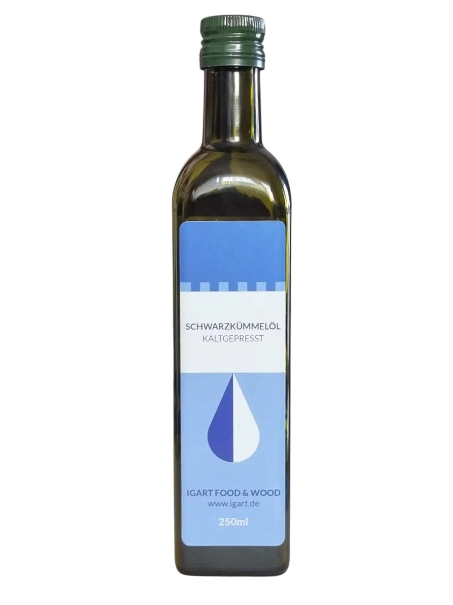 Aceite de comino negro 250ml – Prensado en frío, No filtrado, No refinado – Sin aditivos, sin colorantes, sin conservantes – Producto natural