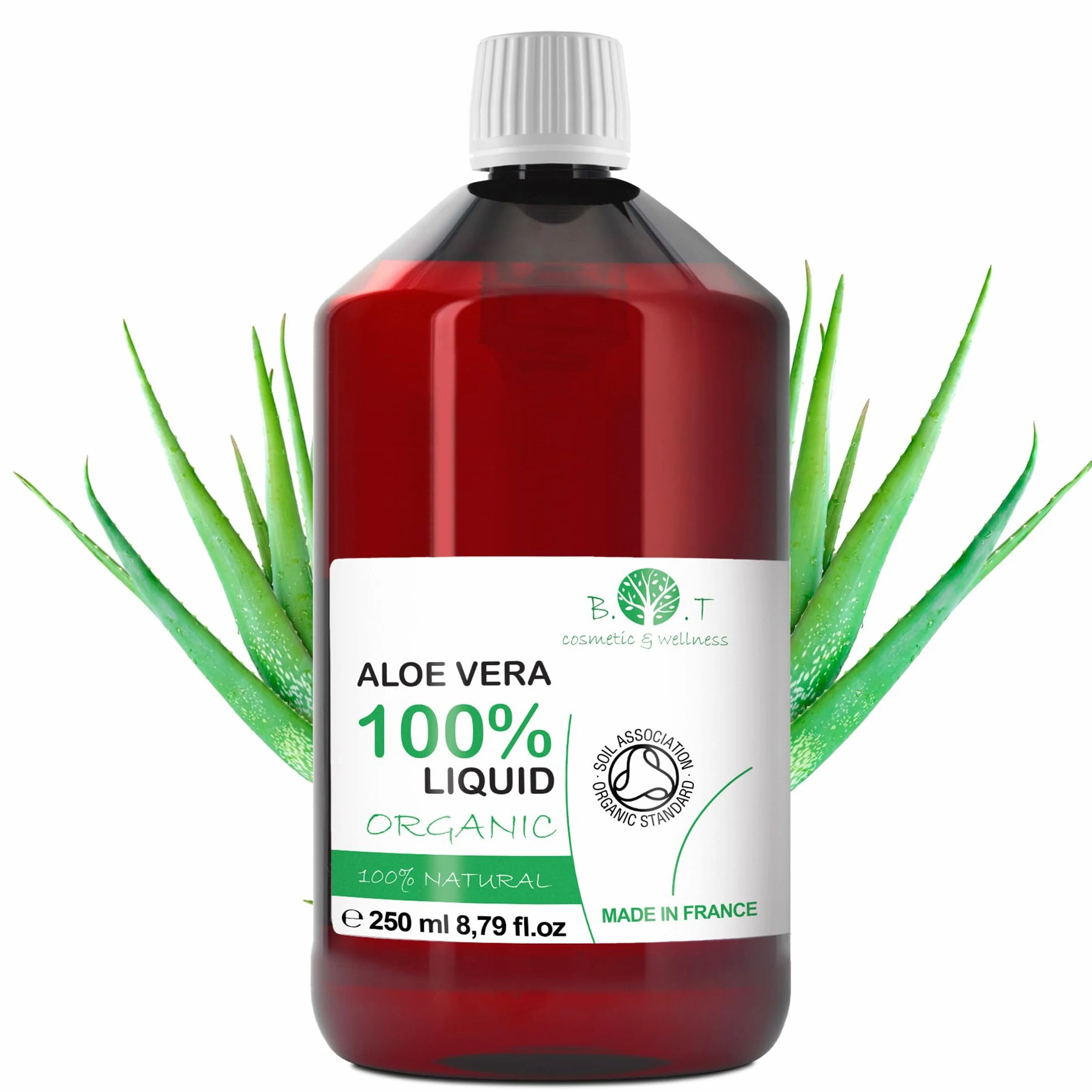 B.O.T Cosmetic & Wellness - Jugo de Aloe Vera 100% Natural | Rico en Vitaminas y Minerales | Ideal para Desintoxicación y Piel, 250 ml