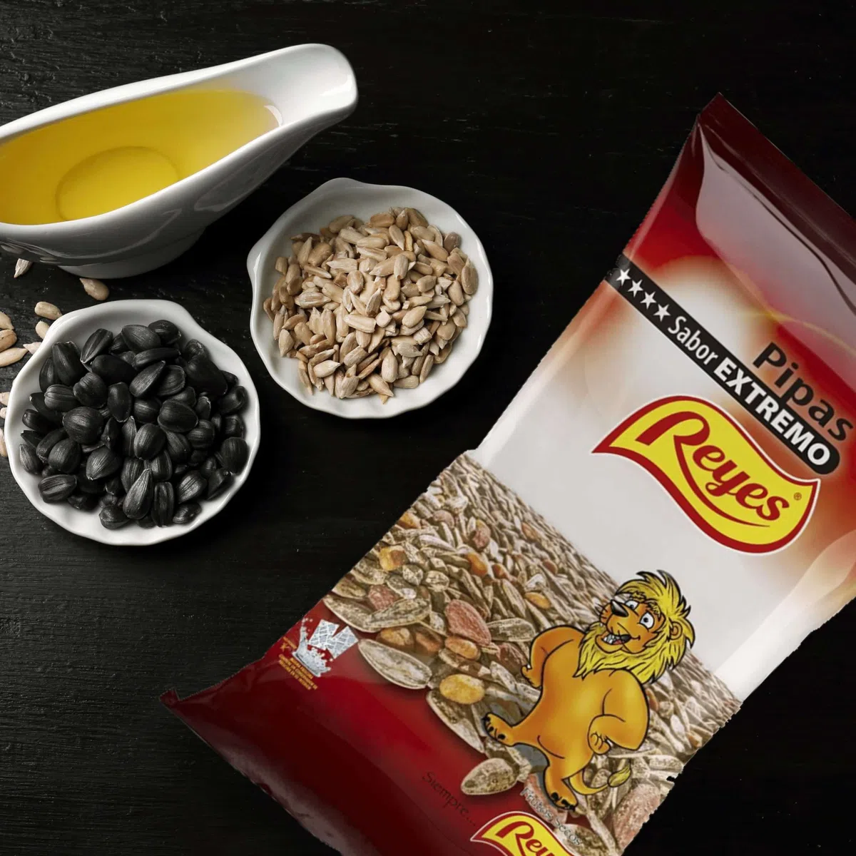 FRUTOS SECOS REYES Pipas de Girasol Naturales con Sal León 80 Gr x Caja 12 Unidades