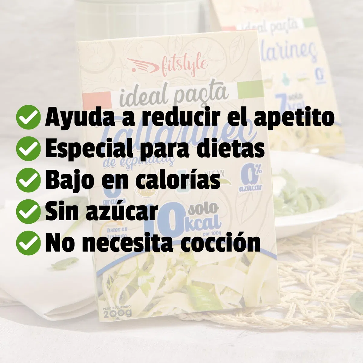 (x6) Pasta Konjac FITstyle | Konjac | Sin calorías | Saciante | Escurrir, aliñar y listo (6 x Spaghetti Albahaca)