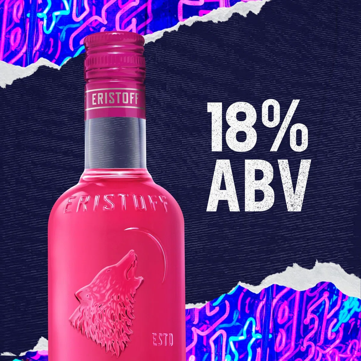 ERISTOFF Pink Vodka Liqueur, 18 % Vol, 70cL / 700mL, Vodka con intenso sabor a fresa