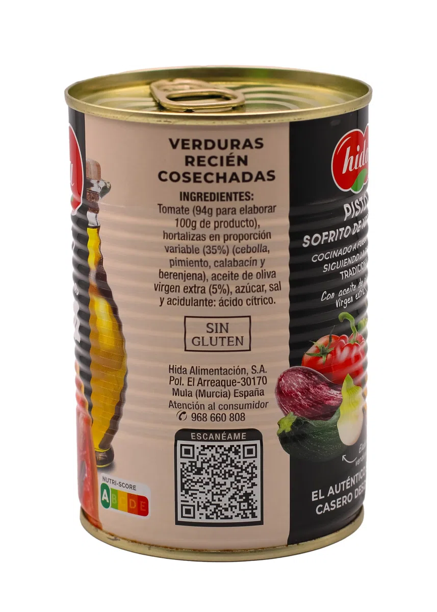 Hida Pisto Sofrito de Verduras - Paquete de 6 x 400 gr - Total: 2400 gr