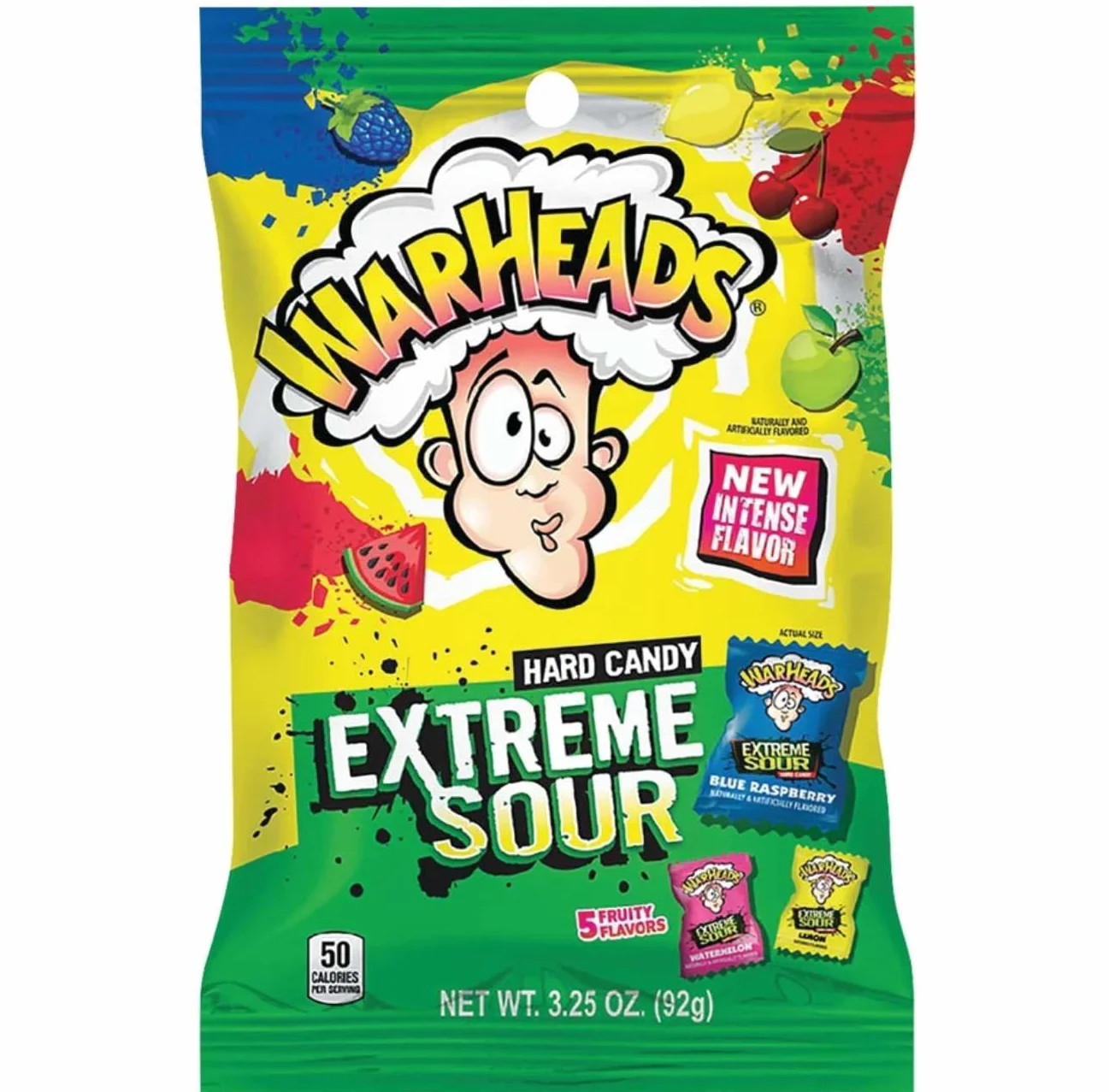 Warhead Extreme Sour Large 92g - 3.25oz Bag - Super Sour Candy