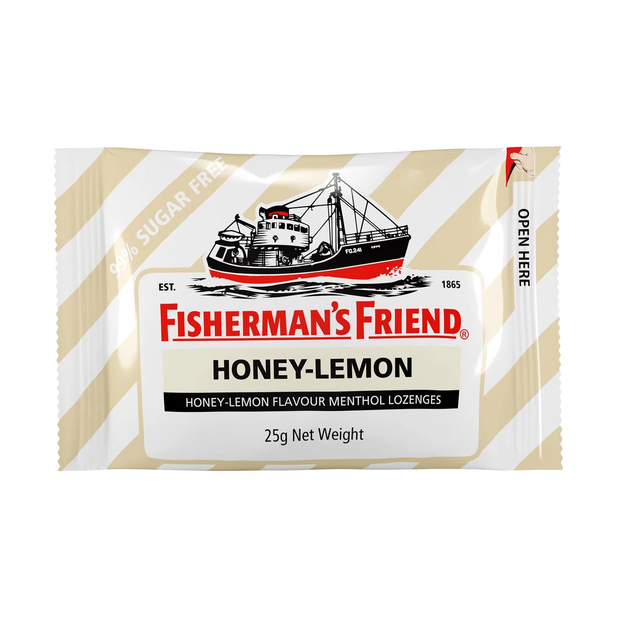 Pescadoras de limón y miel sin azúcar Fishermans Friend 25gm x 12