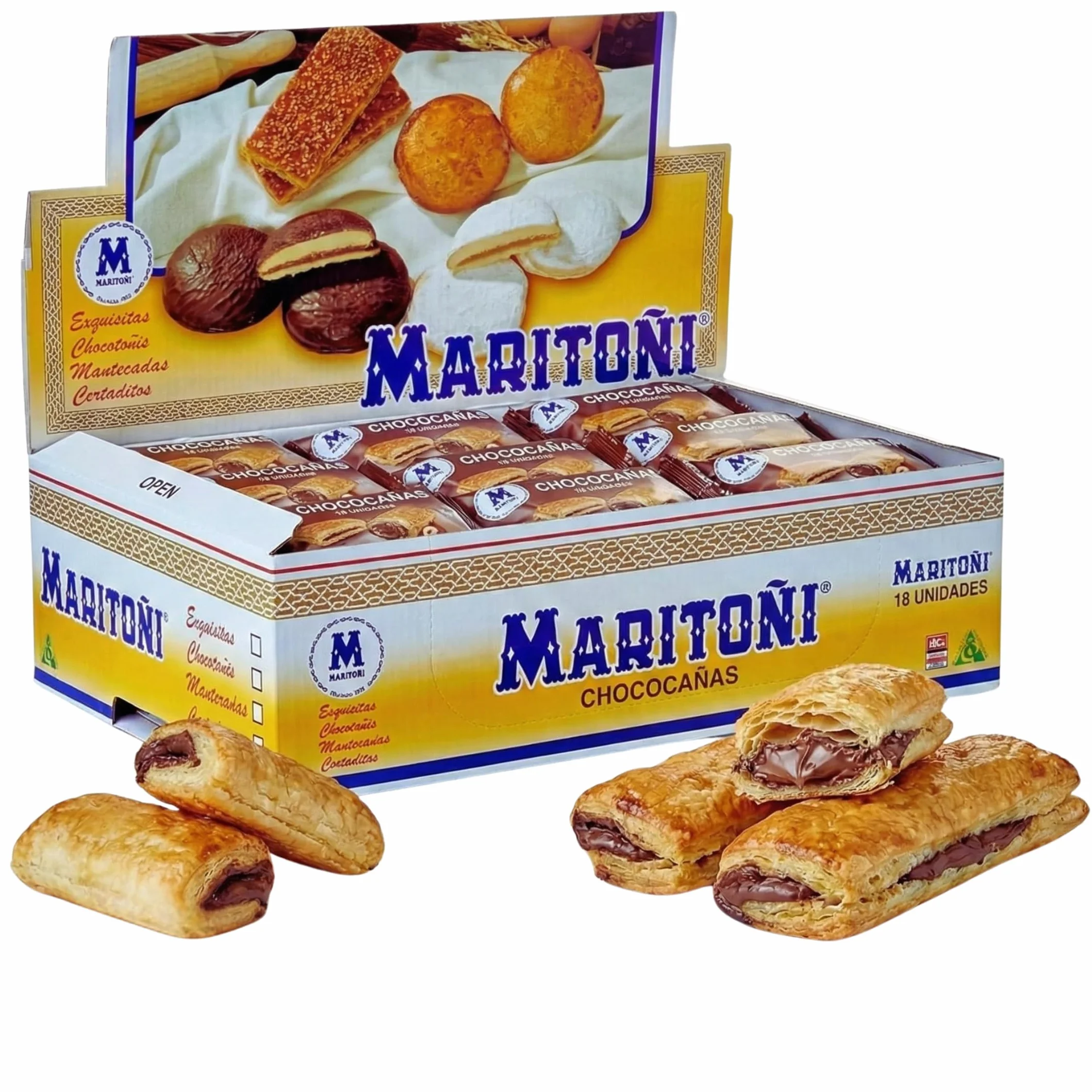 MARITOÑI Chococañas - Deliciosos Hojaldres Rellenos de Chocolate - Pack de 18 Unidades