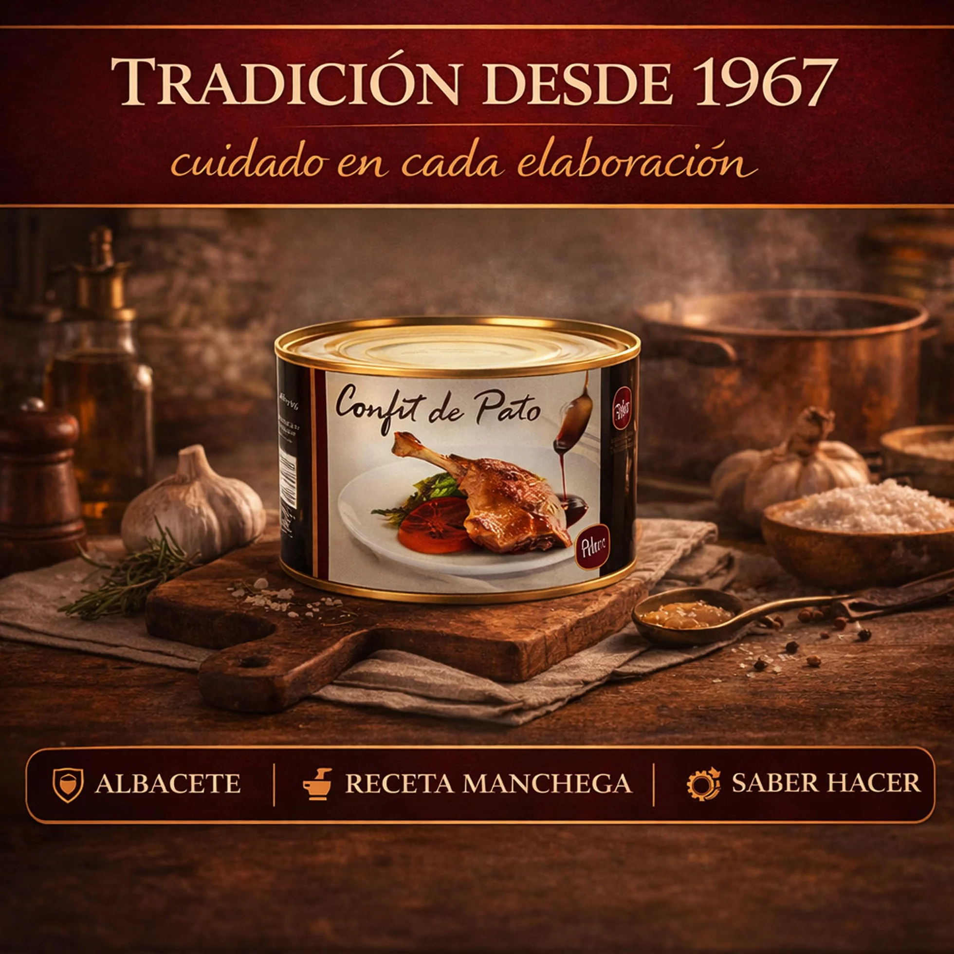 POLGRI Confit de Pato Muslos Confitados 840 g 2 Unidades Receta Manchega Premium