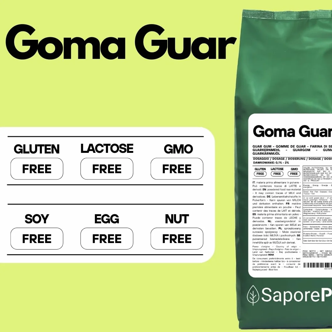 Saporepuro Goma Guar en polvo 1 KG - Ideal para helados y sorbetes - 100% puro