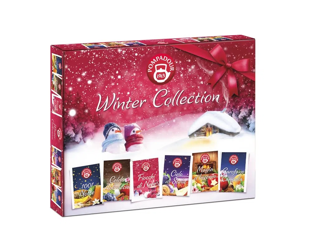 Pompadour 1913 Colección de invierno Surtido de té de hierbas y frutas sin cafeína - 1 x 30 Bolsitas de té (82,5 gramos)