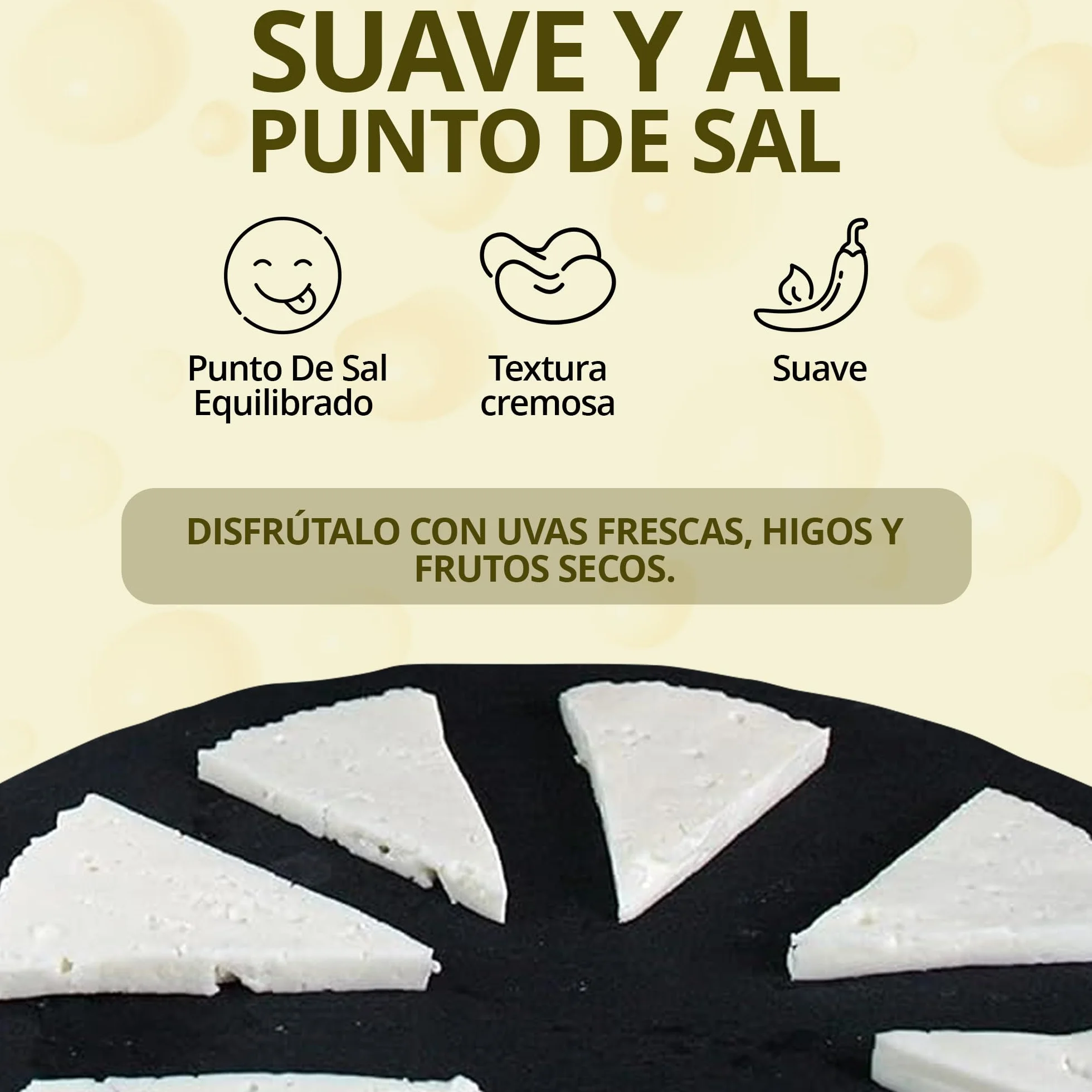 Queso Artesano de Cabra Tierno 1 kg - Queso Castilla-La Mancha para Ensalada y Tapas