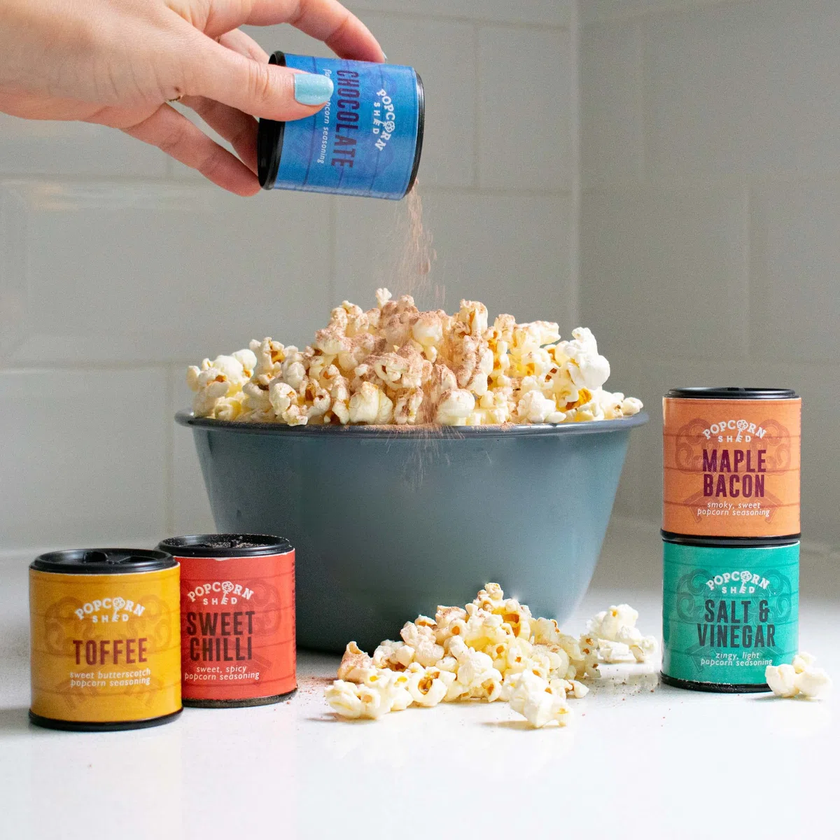 Gourmet Popcorn Seasonings 5 Pack, 5 Different Sweet and Savoury Popcorn Flavourings, Make Your Own Popcorn at Home, Low Calorie Snack, Fun for Kids