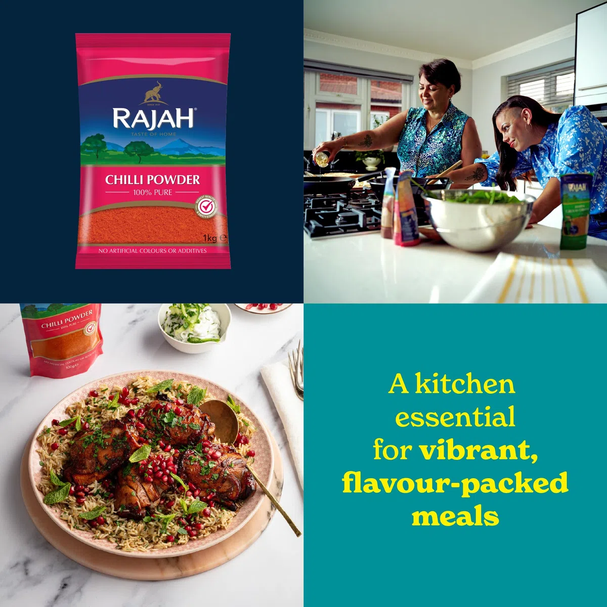 Rajah Spices Chilli Powder | Lal Mirch Powder | Mirch Powder | Chilli | Polvo de chile rojo | Polvo de chile caliente | (1kg)