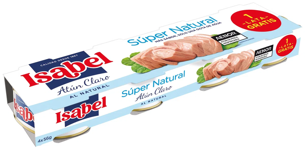 Isabel Atún claro supernatural, 1 pack de 5 estuches de 3 latas de 65gr