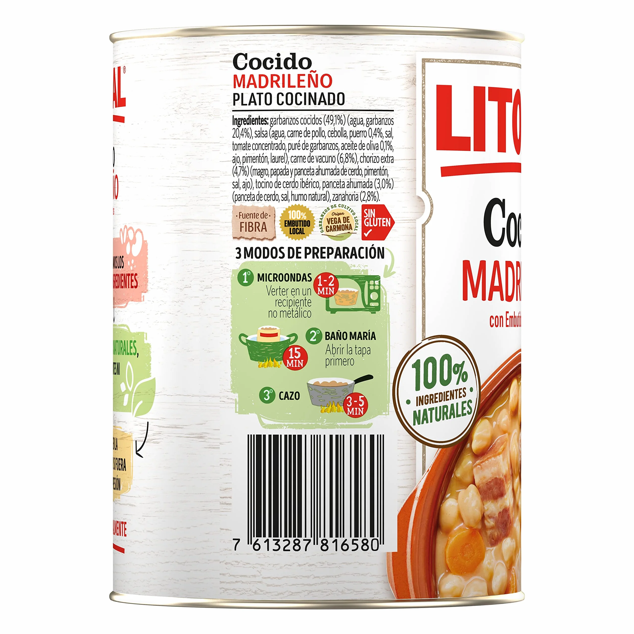 LITORAL Cocido Madrileño Plato Preparado Sin Gluten Pack 6x425g 2.55kg