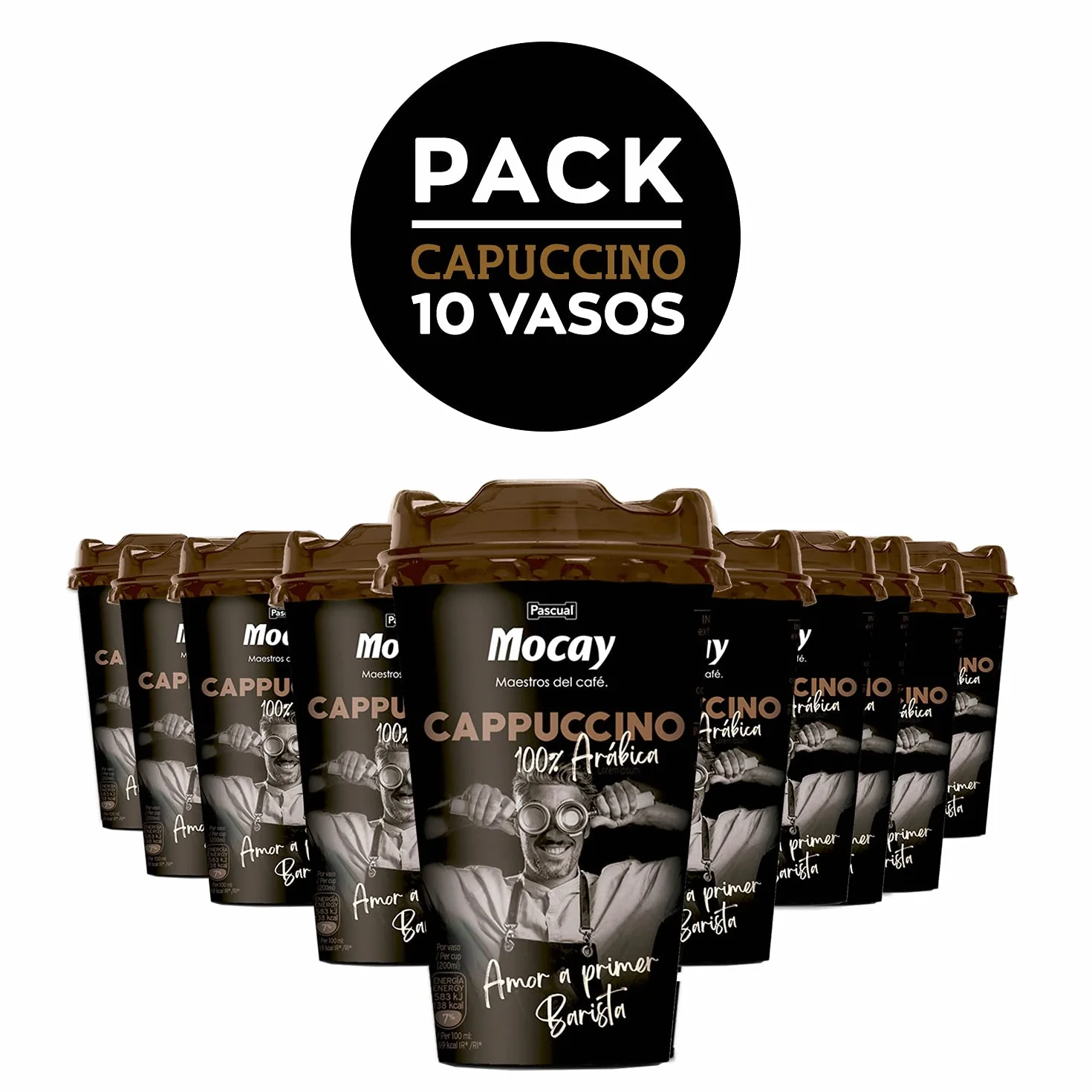 Mocay – Café Frío Listo para Tomar - Pack de Vasos de Café Cappuccino Listo para Beber – 10 Vasos x 200 ml