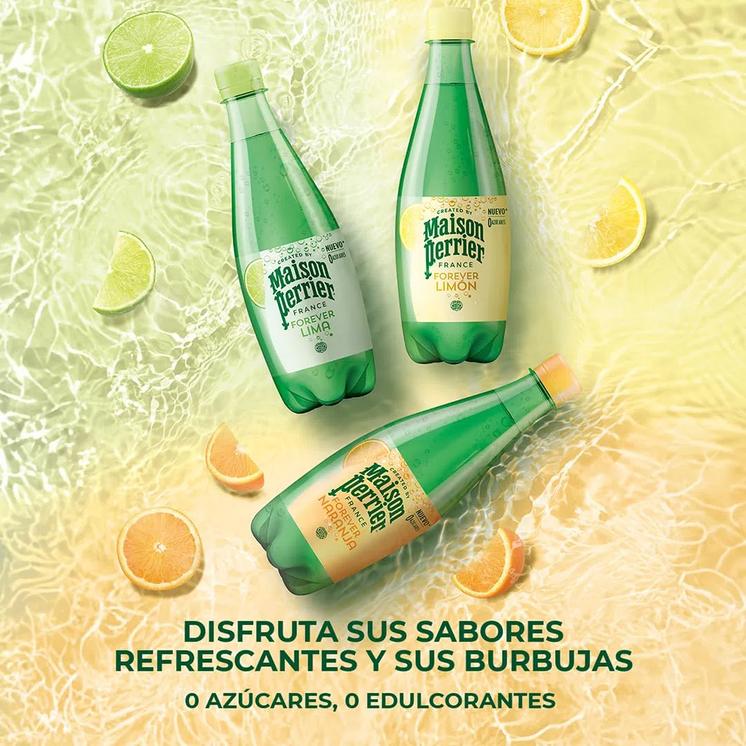 MAISON PERRIER FOREVER Agua con Gas con Sabor Limón, 4 packs 6 x 50 cl, 24 Botellas