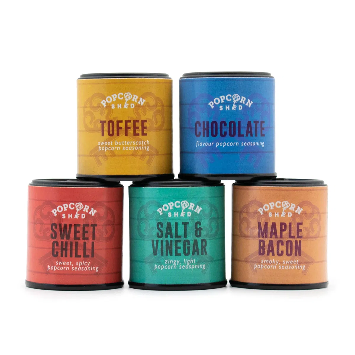 Gourmet Popcorn Seasonings 5 Pack, 5 Different Sweet and Savoury Popcorn Flavourings, Make Your Own Popcorn at Home, Low Calorie Snack, Fun for Kids