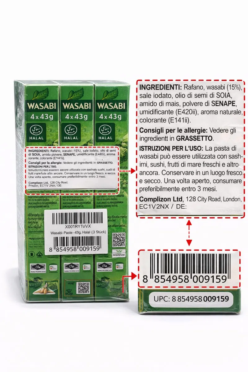 Wasabi-O Wasabi Paste 43g Genuine Japanese Wasabi Sauce Fresh Japanese Wasabi Paste Dipping with Sushi, Salmon, Sashimi, Seafood - Vegan, Vegetarian, Halal (Pack of 3)
