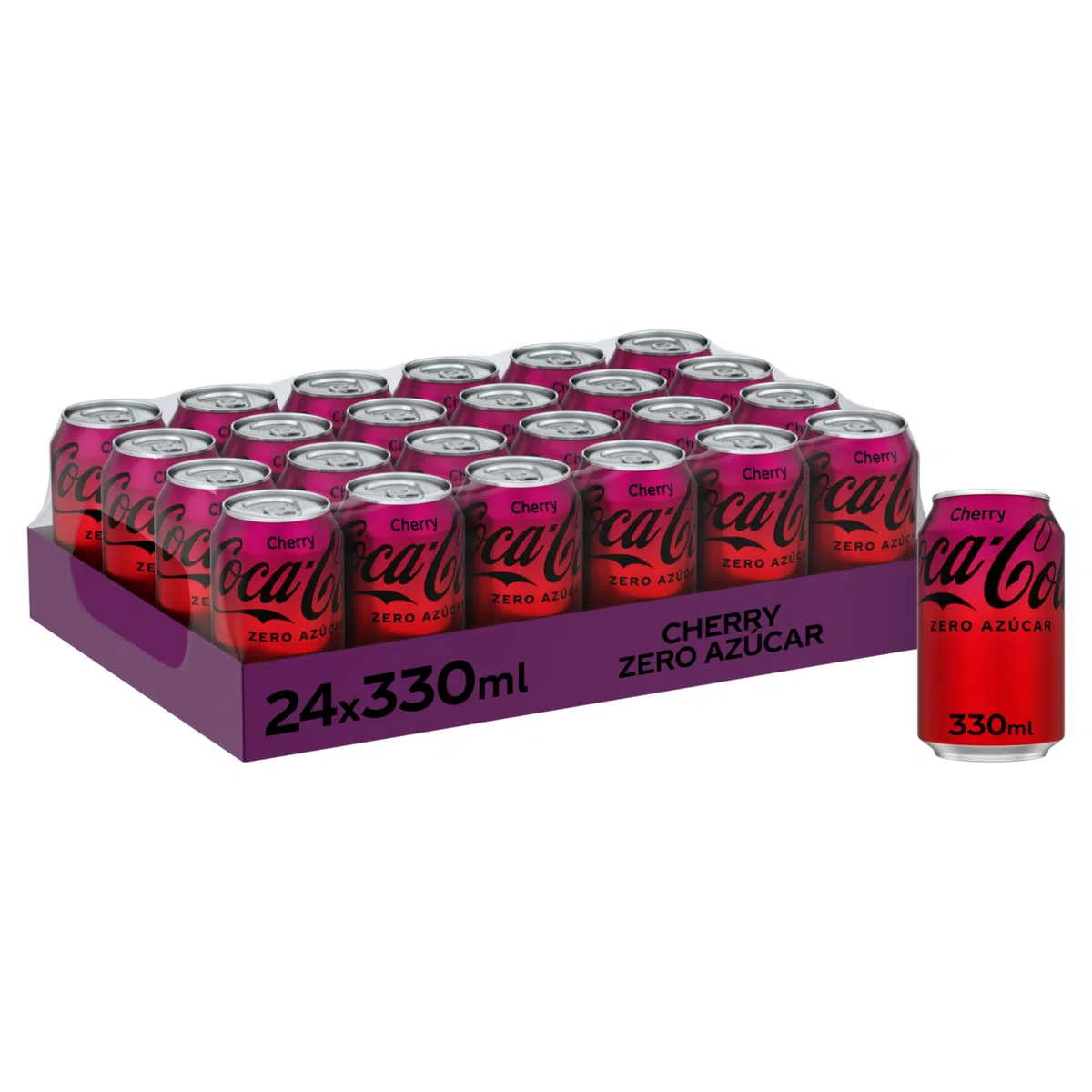 Coca-Cola Zero, Refresco de Cola sin Azúcar Sabor Cherry - Pack 24 latas de 330 ml