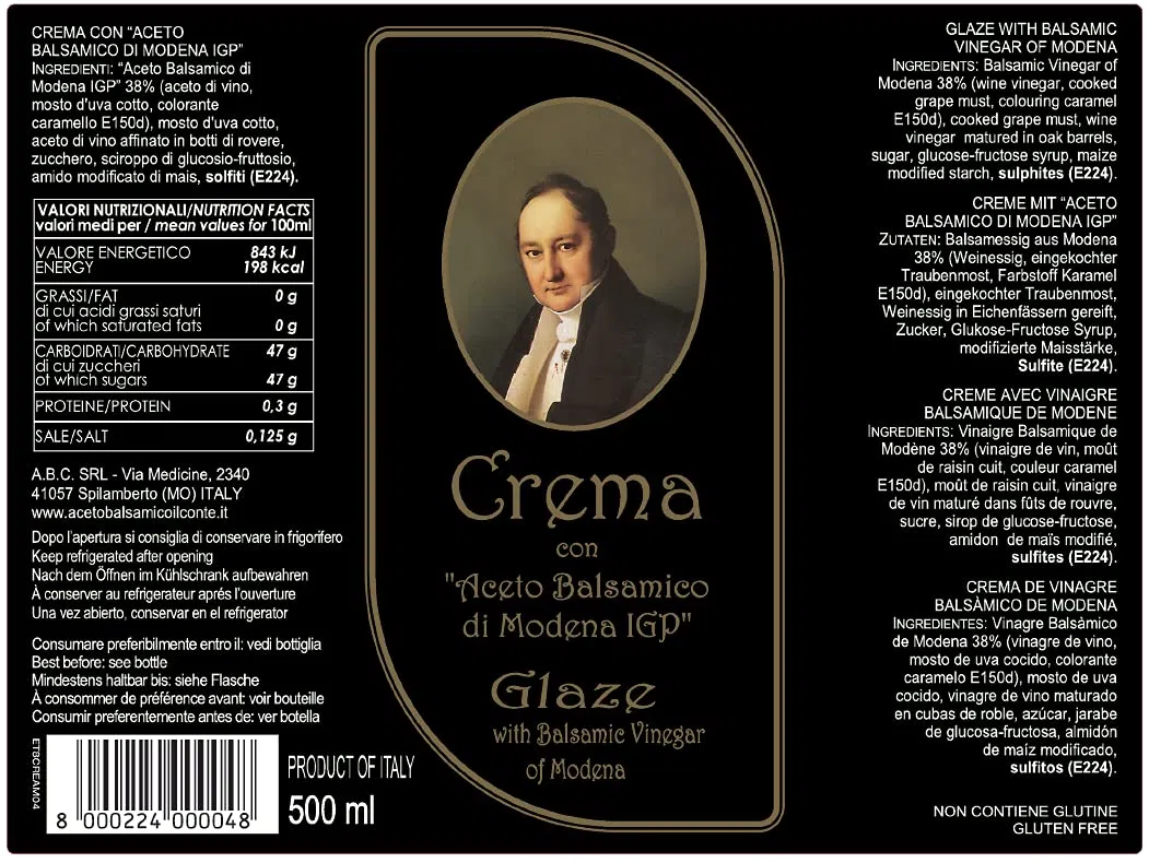 Crema con Vinagre Balsámico de Modena IGP - "Il Conte" - 2 botellas de 250 ml (2)