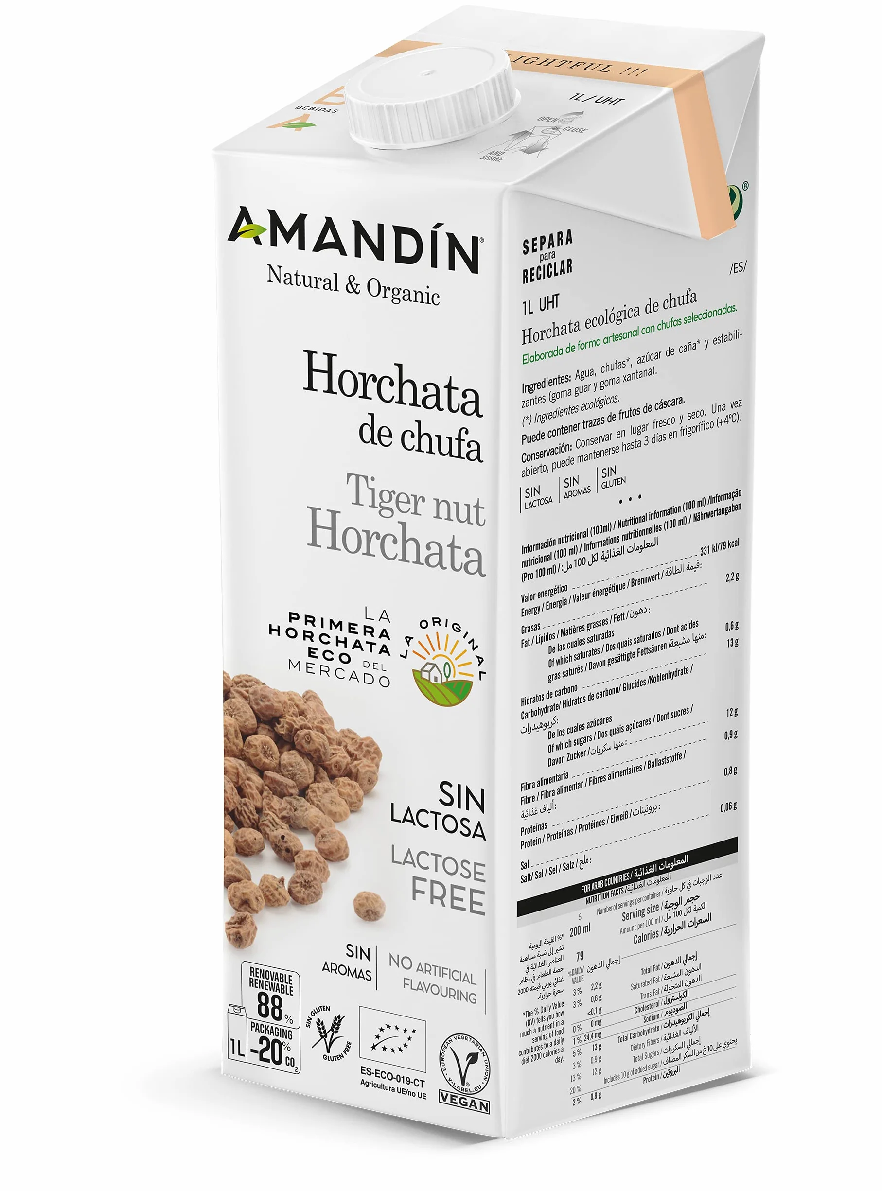 Horchata de Chufa Amandin 6 x 1000 ml