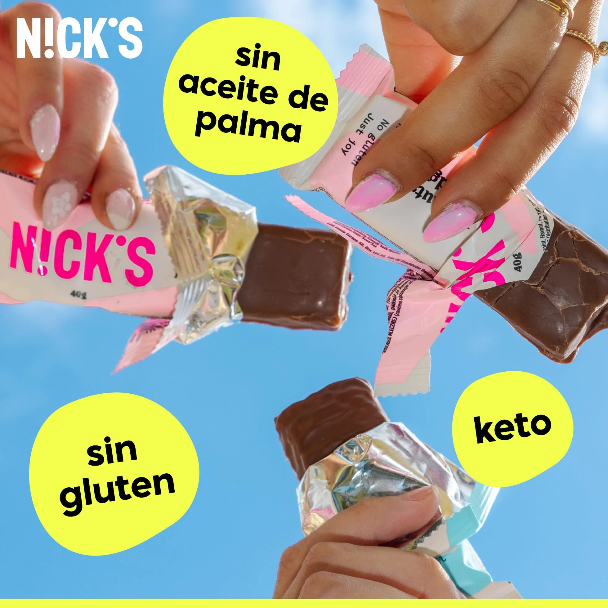 NICKS Favorita Mix de Chocolate con Barritas Keto Dieta Snacks Sin Azúcar Añadido Low Carb Caramelos Dulces Sin Gluten (12 x Chocolatinas)