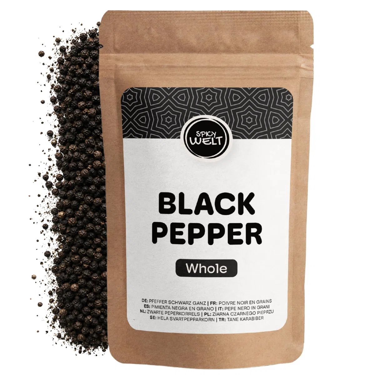 Spicy Welt Pimienta Negra en Grano (1kg) – Granos de Pimienta para Molinillos – para Sopas, Salsas & Verduras Asadas | Aromático, Intenso & Fresco | 100% Natural, Sin Aditivos