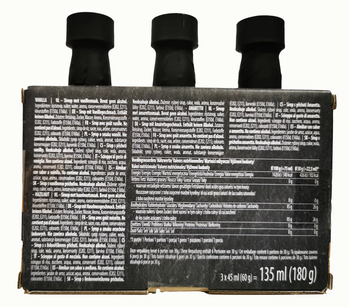 OsoRetail pack de 3 botellas de sirope de café | Funlab Select Almíbar de Avellana, Almíbar de Vainilla y Almíbar de Amaretto | para cafés y bebidas calientes | 3x 45ml