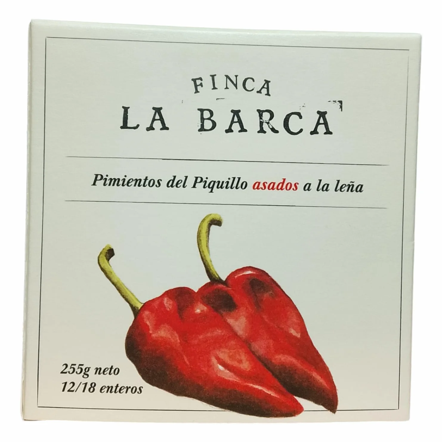 Finca La Barca Pimientos del Piquillo Asados a la Leña – Pelados a Mano – Tiernos y Enteros 12/18 – Sabor Ahumado Tradicional – Producto Gourmet 255 g