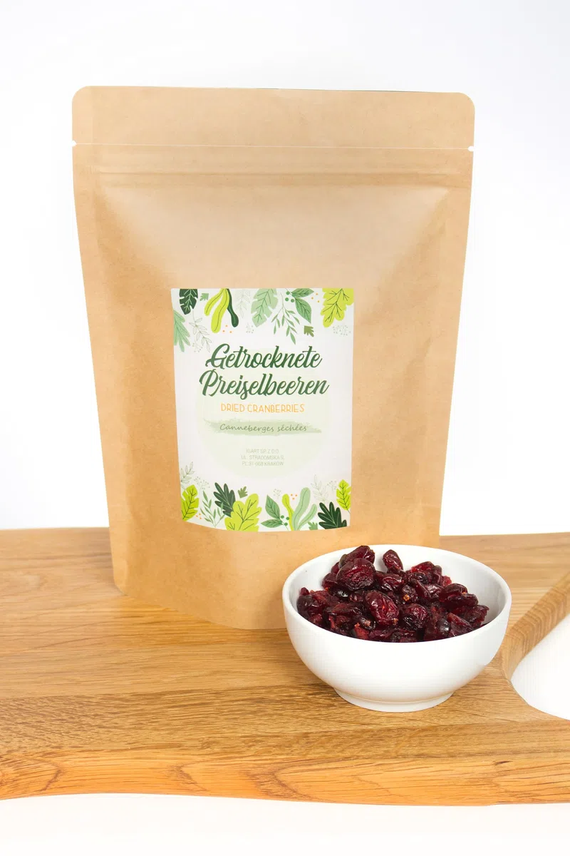 Arándanos secos enteros 500g, Calidad 1A, Dulzura natural, Ideales como snack, en cereales, yogur o para repostería