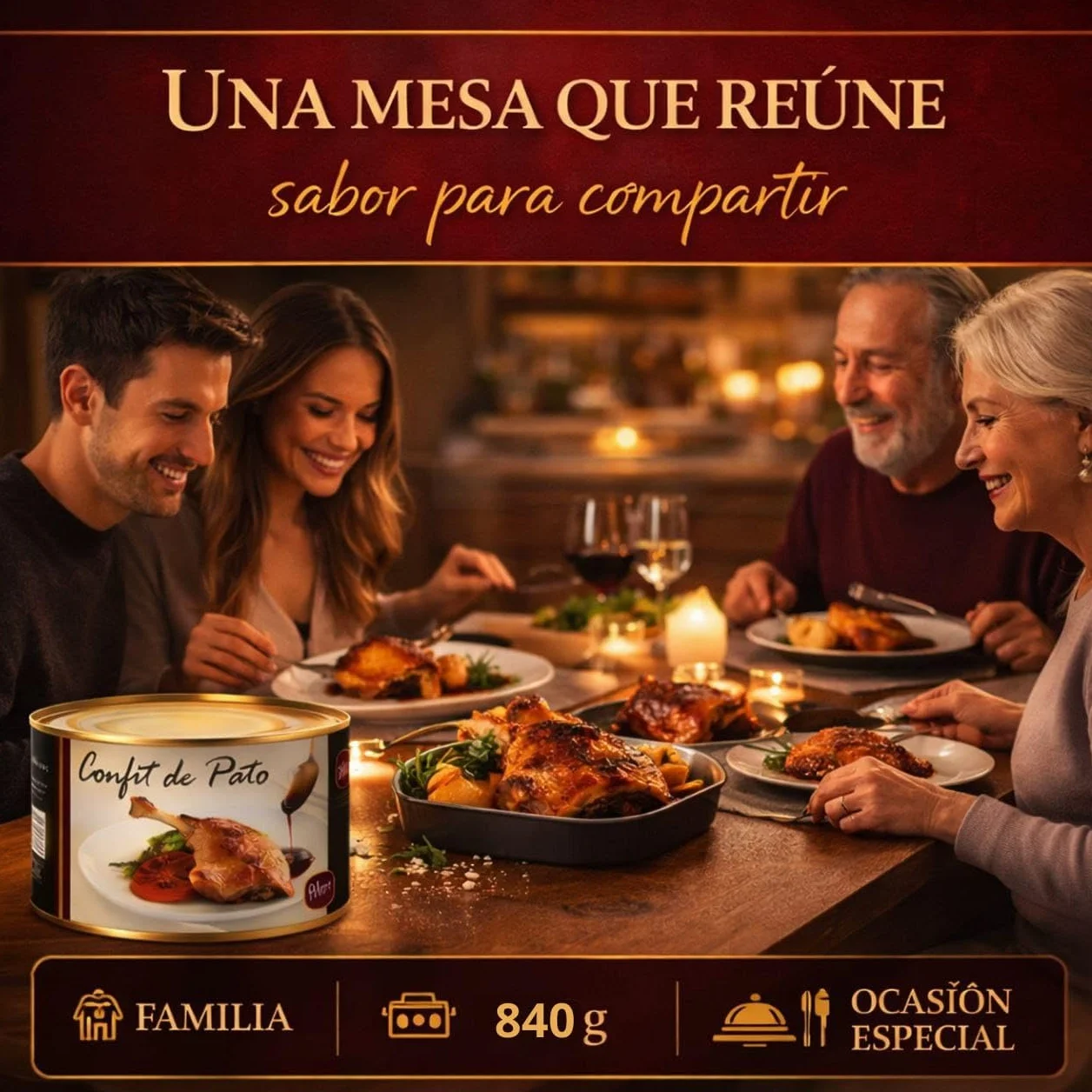 POLGRI Confit de Pato Muslos Confitados 840 g 2 Unidades Receta Manchega Premium