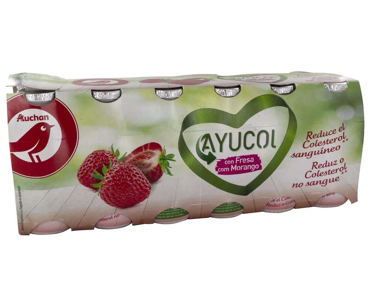 YUCOL Yogur líquido, que ayuda a controlar el colesterol|AUCHAN| PRODUCTO REFRIGERADO HASTA CASA| (FRESA, 12 x 100 ml)